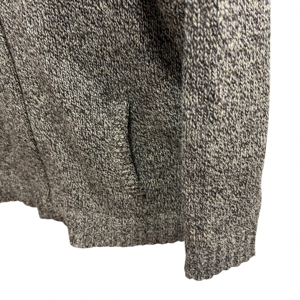 Vintage LL Bean Mens L Tall Shetland Wool Full Zip Cardigan Sweater Marled Brown